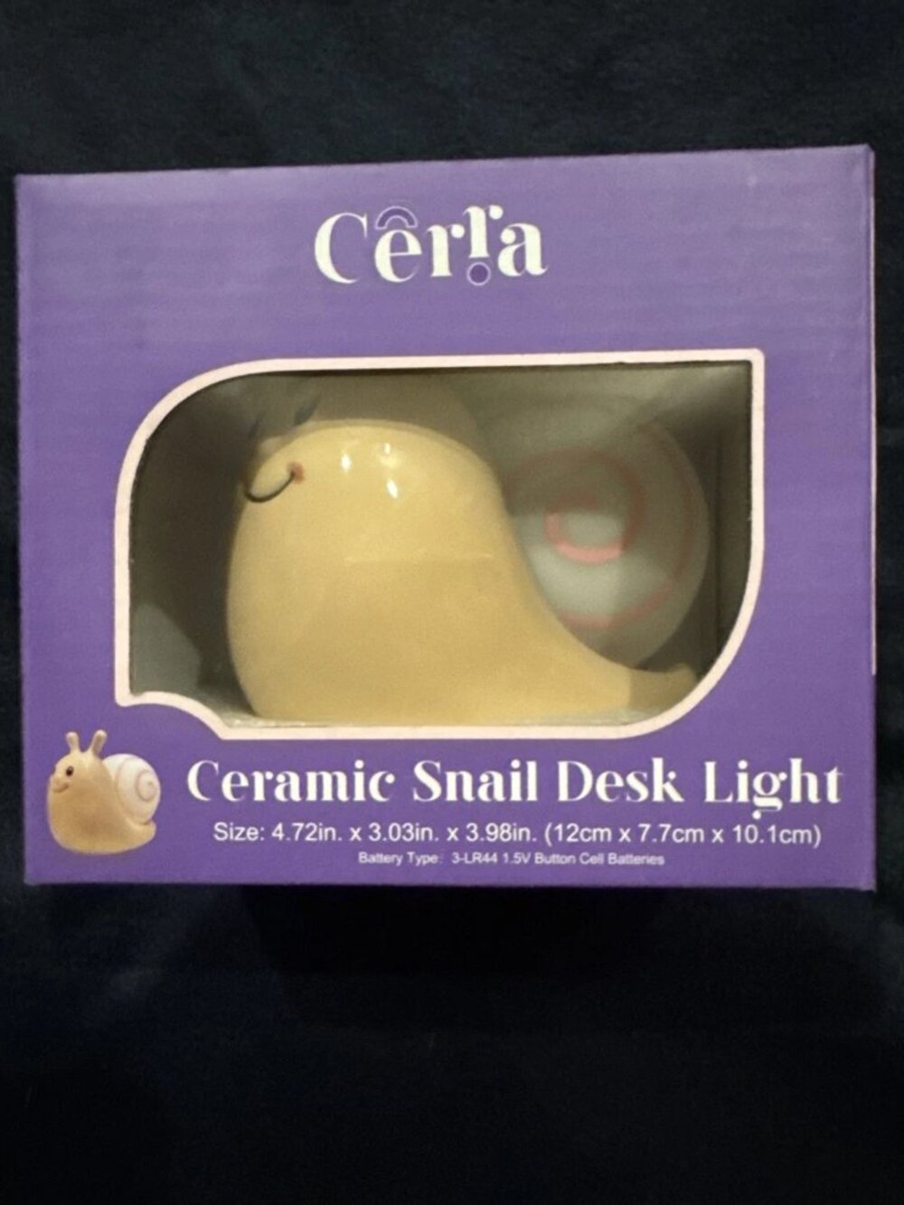 NIB Cerra Ceramic Snail LED Desk Lamp Figurine Home Decor
